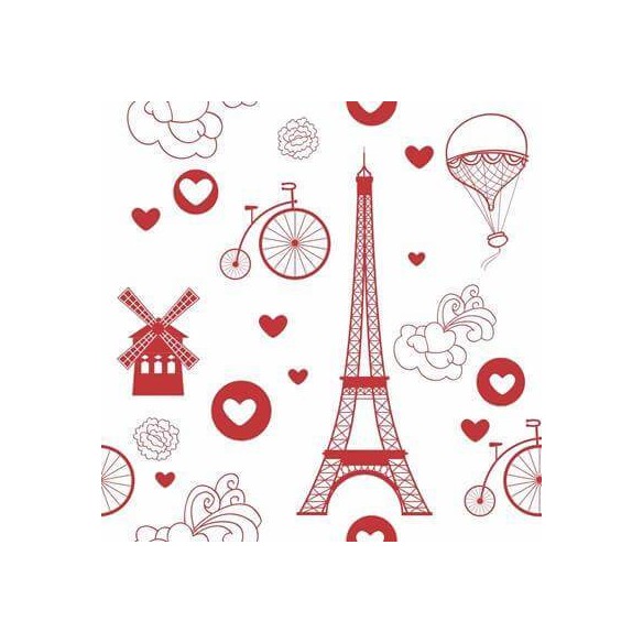 Papel de Parede Adesivo Torre Eiffel Vermelho 173354