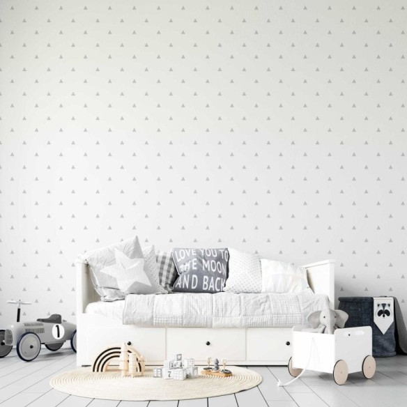Papel de Parede Adesivo Triângulo Branco e Cinza N05027