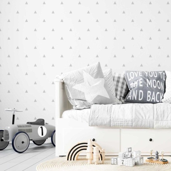 Papel de Parede Adesivo Triângulo Branco e Cinza N05027