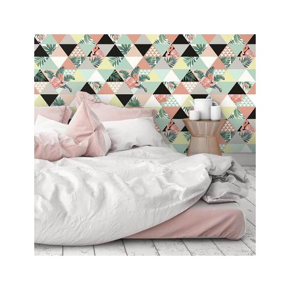 Papel de Parede Adesivo Triângulo Colorido Flamingo 35145
