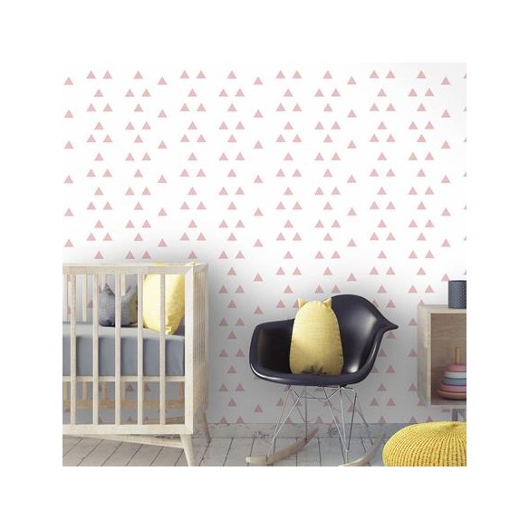 Papel de Parede Adesivo Triângulo Rosa Jovem 526481