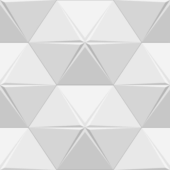 Papel de Parede Adesivo Triângulos 3D Branco e Cinza N08080