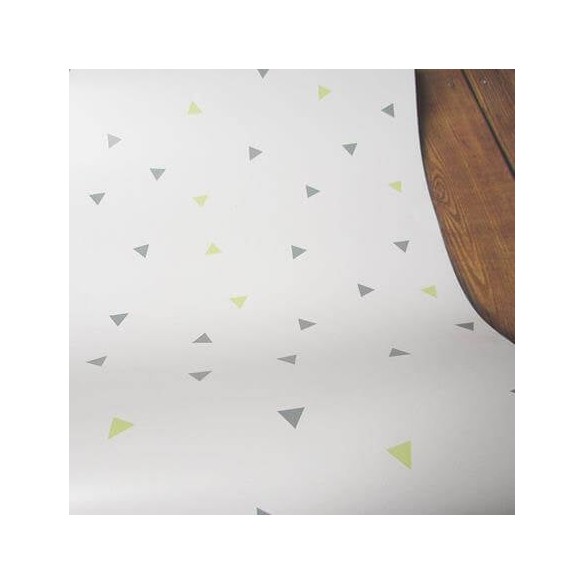 Papel de Parede Adesivo Triângulos Amarelo Cinza 27462