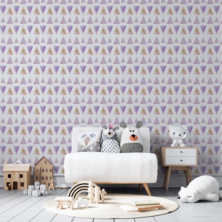 Papel de Parede Adesivo Triângulos Aquarelados...