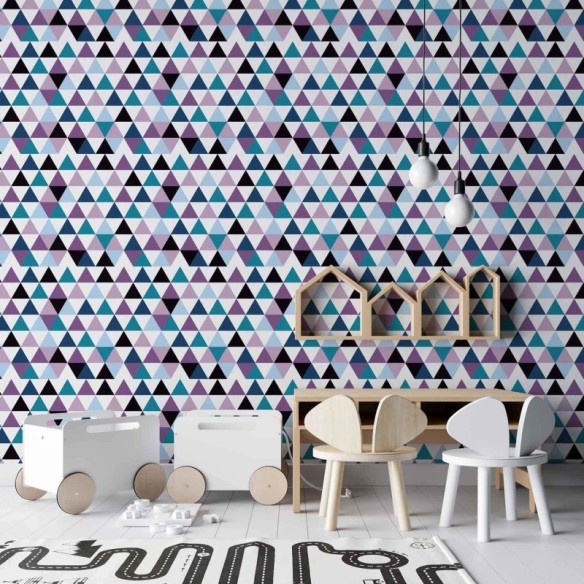Papel de Parede Adesivo Triângulos Colorido Geométrico 34784