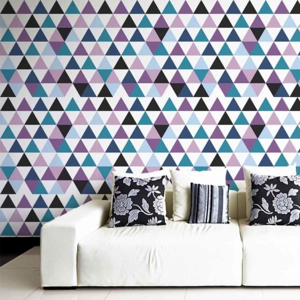 Papel de Parede Adesivo Triângulos Colorido Geométrico 34784