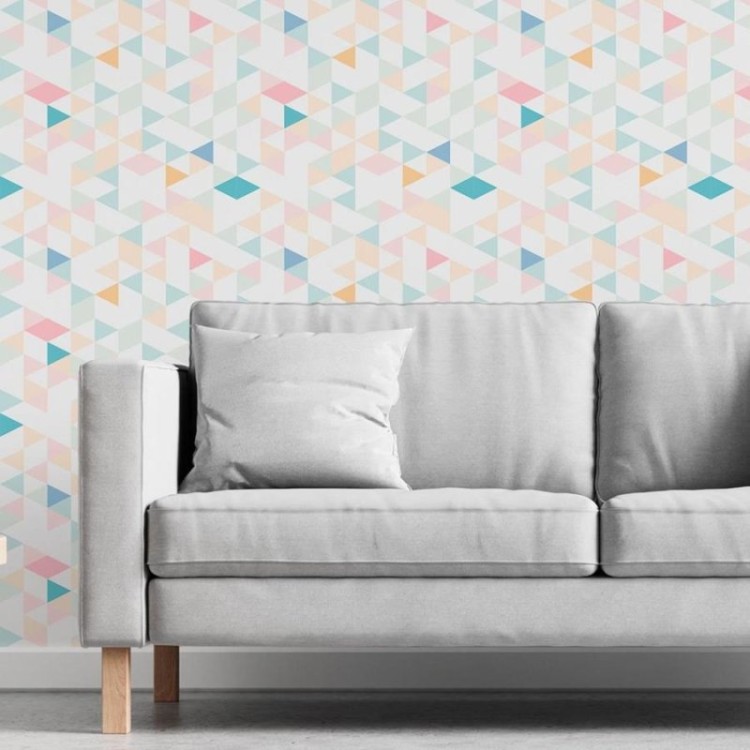 Papel de Parede Adesivo Triângulos Coloridos...