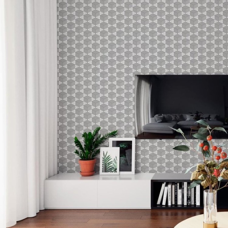 Papel de Parede Adesivo Triângulos e Cubos N06263