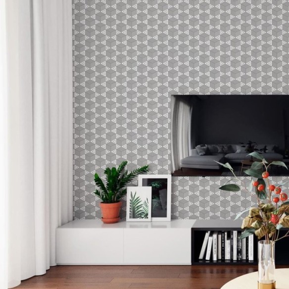 Papel de Parede Adesivo Triângulos e Cubos N06263