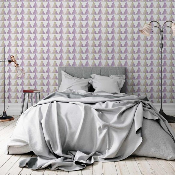 Papel de Parede Adesivo Triângulos Verde e Roxo N05242