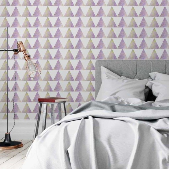 Papel de Parede Adesivo Triângulos Verde e Roxo N05242