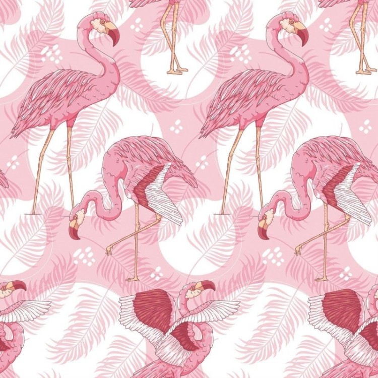 Papel de Parede Adesivo Tropical Aves Flamingo...