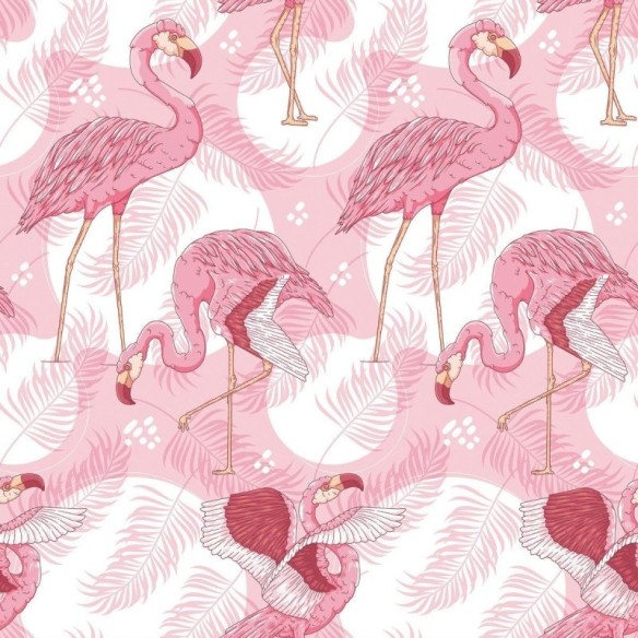 Papel de Parede Adesivo Tropical Aves Flamingo N016072