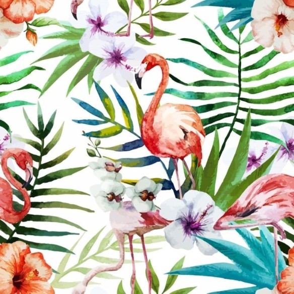 Papel de Parede Adesivo tropical flamingos
 N014087