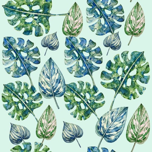 Papel de Parede Adesivo Tropical Folhas Aquareladas N05227