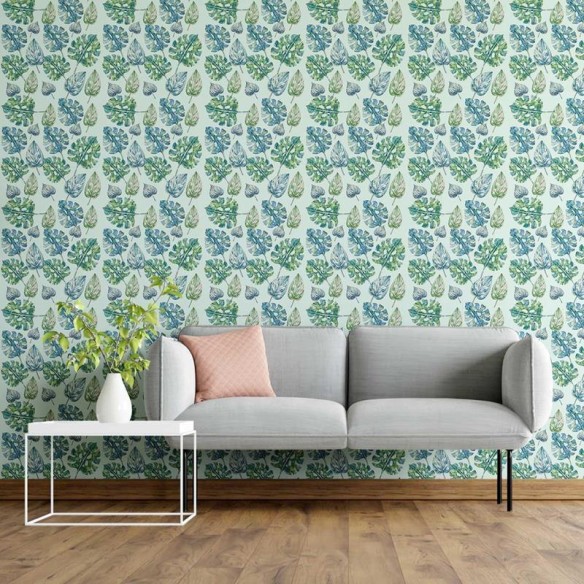 Papel de Parede Adesivo Tropical Folhas Aquareladas N05227
