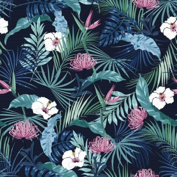 Papel de Parede Adesivo Tropical Folhas e Flores N015007