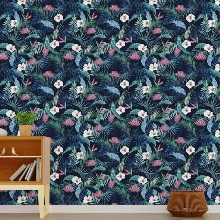 Papel de Parede Adesivo Tropical Folhas e...