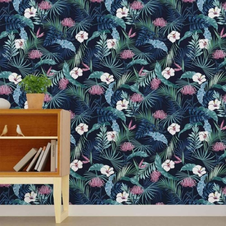 Papel de Parede Adesivo Tropical Folhas e...