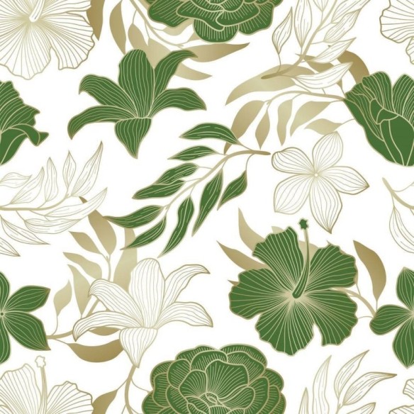 Papel de Parede Adesivo Tropical Folhas e Flores N017066