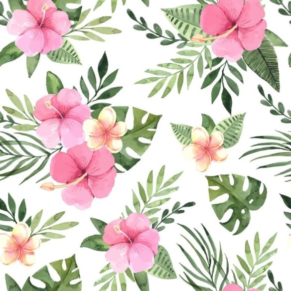 Papel de Parede Adesivo Tropical Papoulas e Folhas N09011