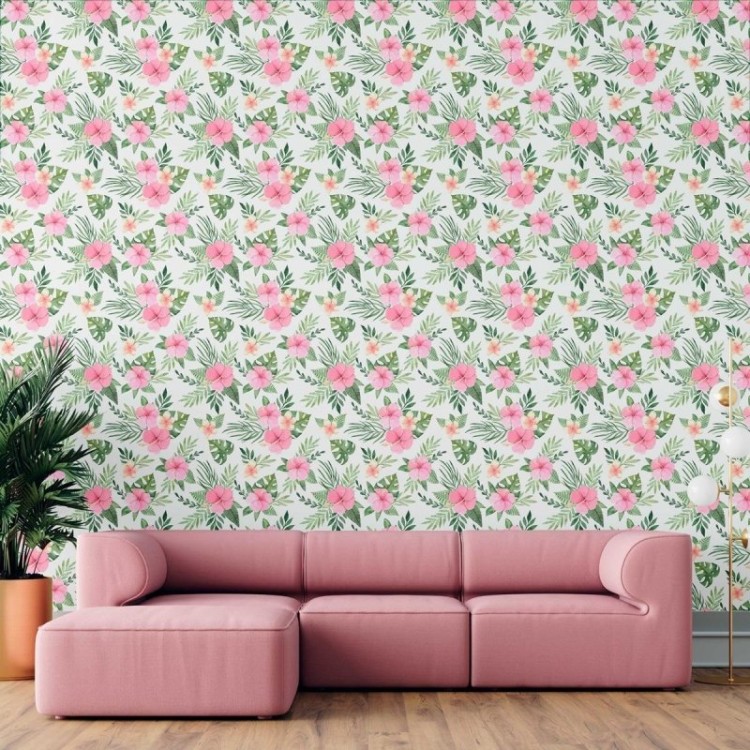 Papel de Parede Adesivo Tropical Papoulas e...