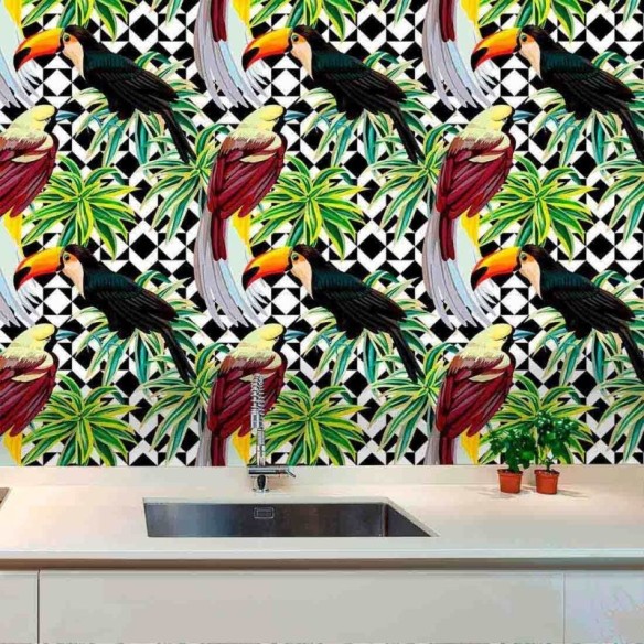 Papel de Parede Adesivo Tucano Passáros 89291872