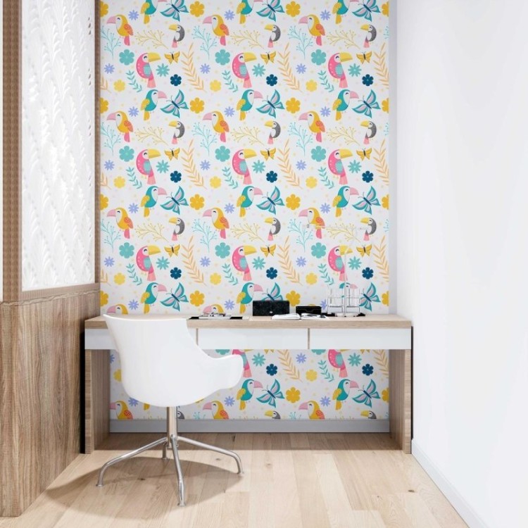 Papel de Parede Adesivo Tucanos Tropicais N09101