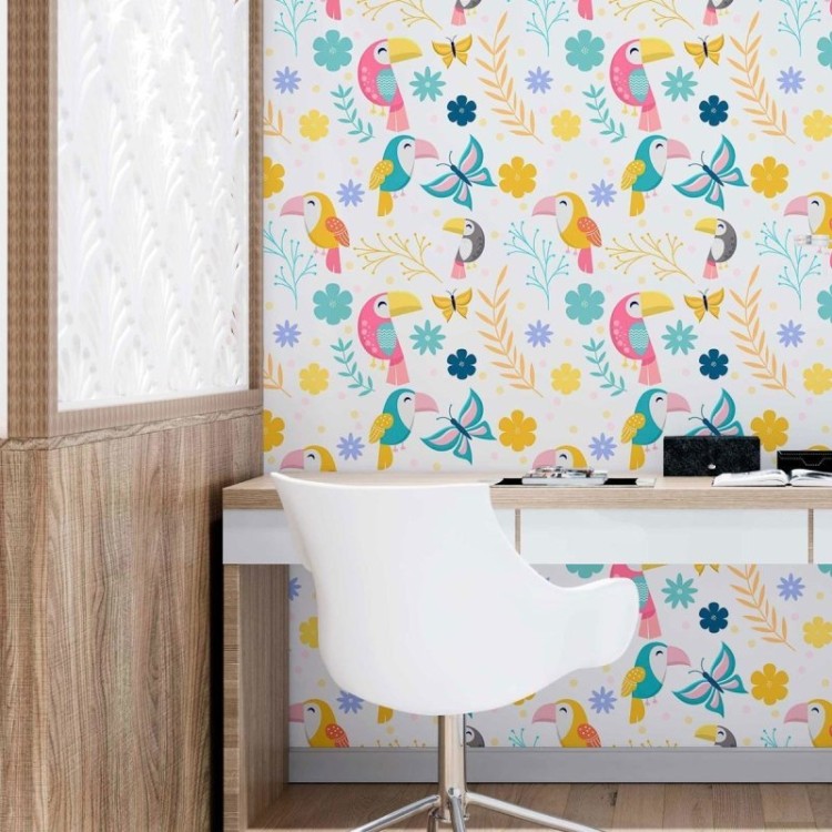 Papel de Parede Adesivo Tucanos Tropicais N09101