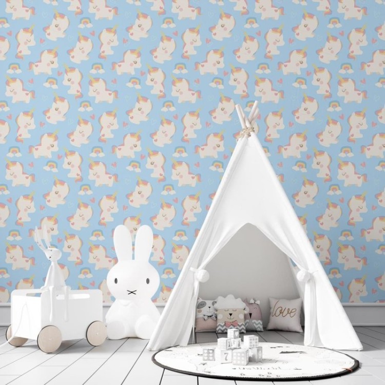 Papel de Parede Adesivo Unicórnio baby N03041