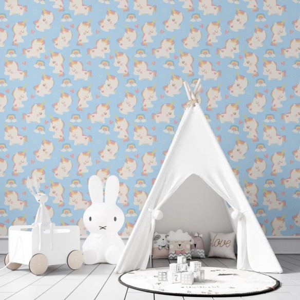Papel de Parede Adesivo Unicórnio baby N03041