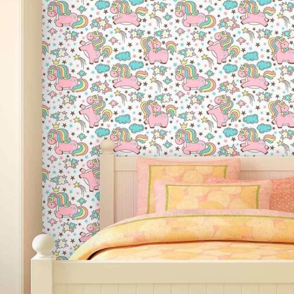 Papel de Parede Adesivo unicornio colorido 428194525