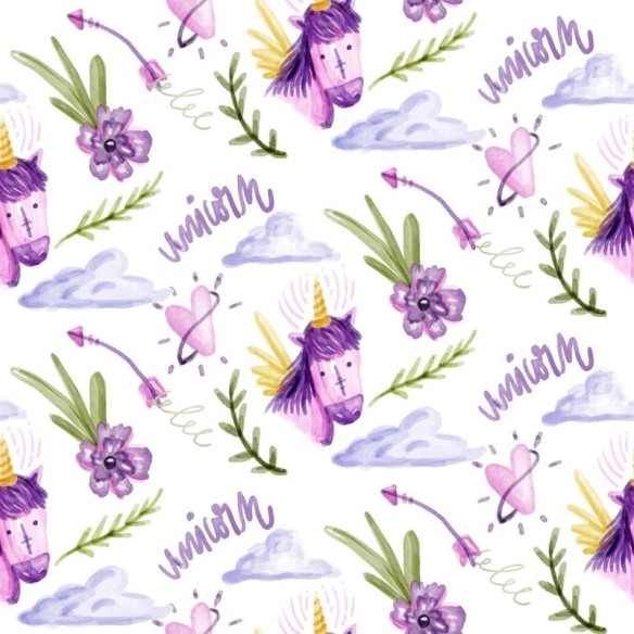 Papel de Parede Adesivo Unicórnio Lilás N03040