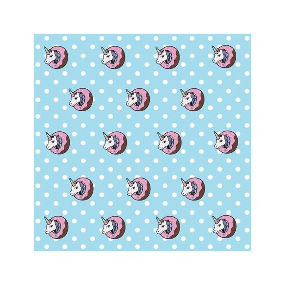 Papel de Parede Adesivo Unicórnio Poá Azul Donut 5242313
