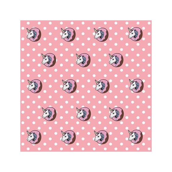 Papel de Parede Adesivo Unicórnio Poá Rosa Donut 524231