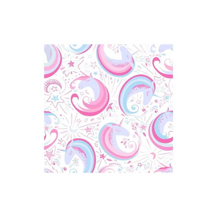 Papel de Parede Adesivo unicornio rosa azul...