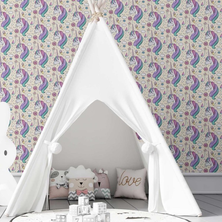 Papel de Parede Adesivo Unicórnio Rosa N03014