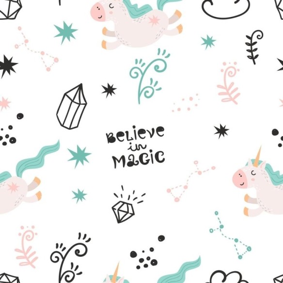 Papel de Parede Adesivo Unicórnios Estrelas N05050