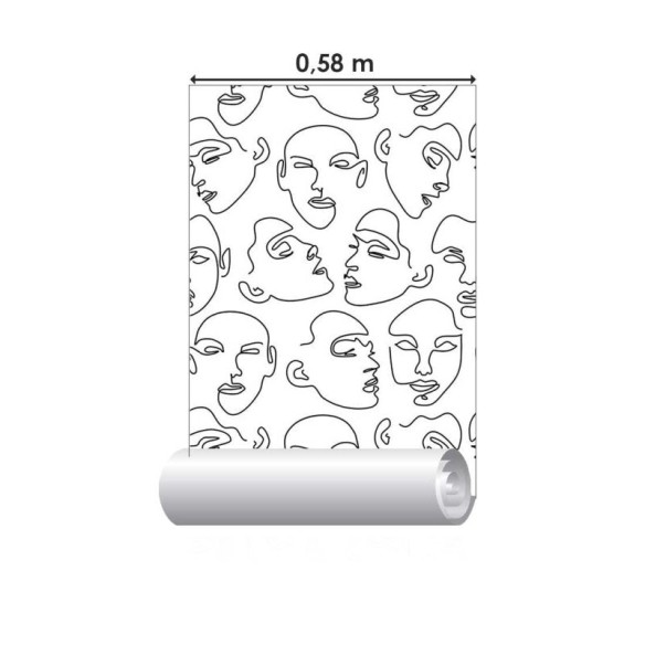 Papel de Parede Adesivo Abstrato Rostos N018092