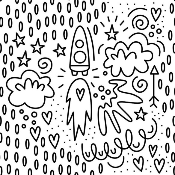 Papel de Parede Adesivo Universo Para Colorir N013248