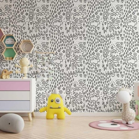 Papel de Parede Adesivo Universo Para Colorir N013248