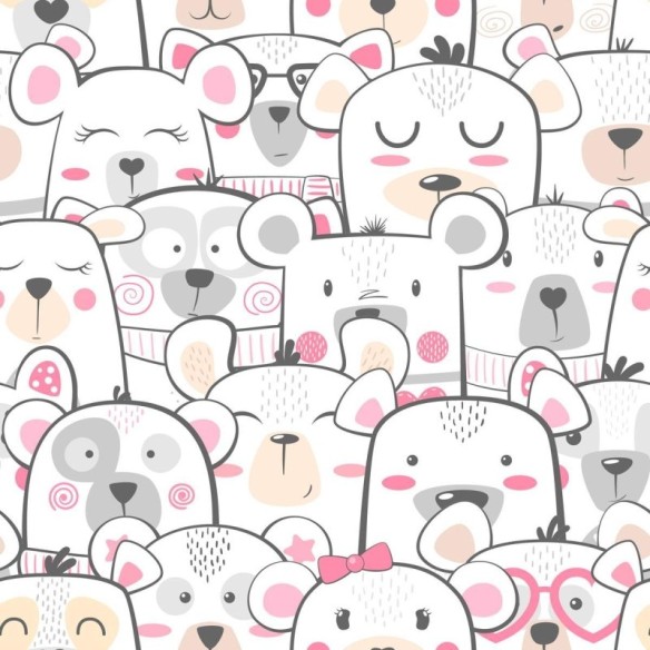 Papel de Parede Adesivo Ursinhos Minimalistas Infantil N07016