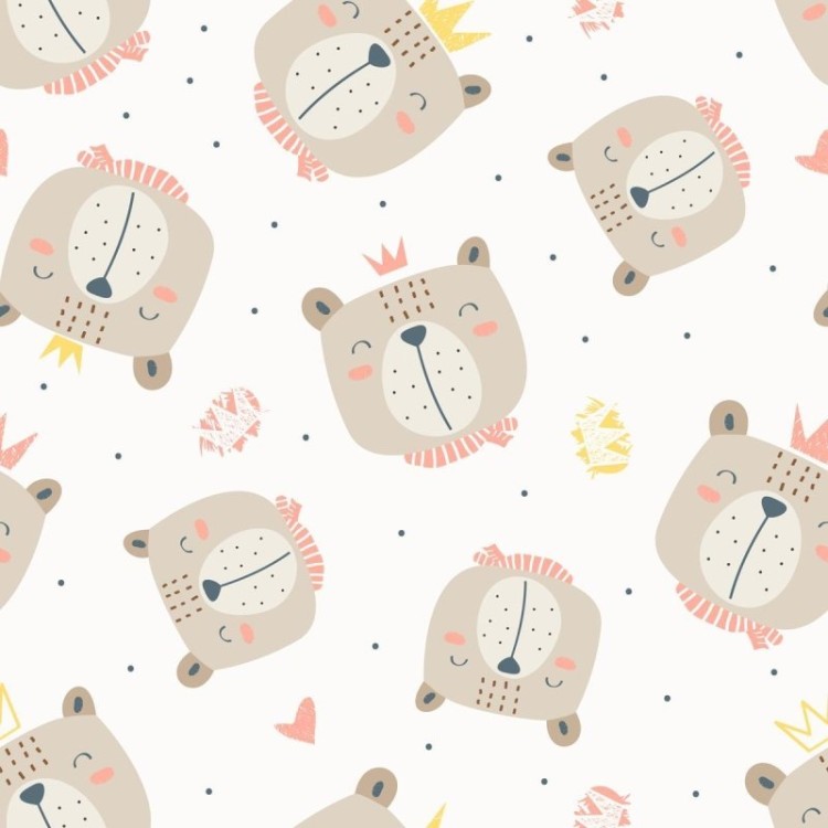 Papel de Parede Adesivo Urso com Coroa N04080