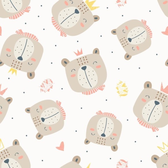 Papel de Parede Adesivo Urso com Coroa N04080