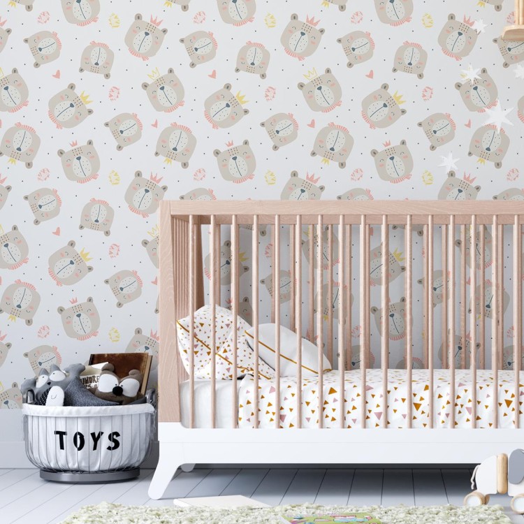 Papel de Parede Adesivo Urso com Coroa N04080