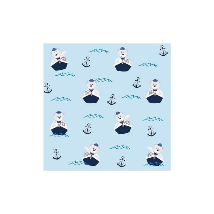 Papel de Parede Adesivo Urso Marinheiro Azul 2424