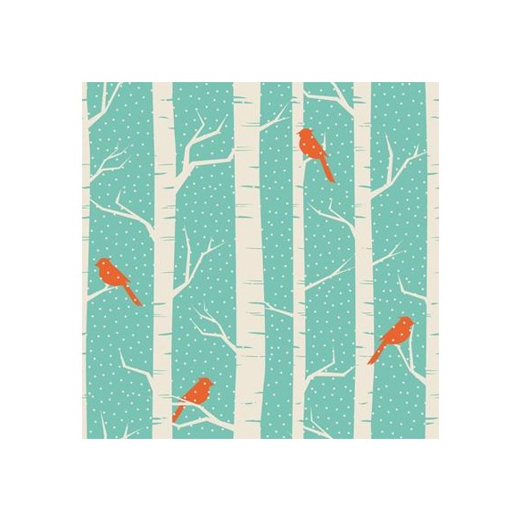 Papel de Parede Adesivo Verde Pássaros  104887061