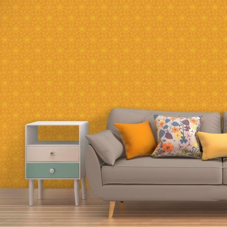 Papel de Parede Adesivo Vintage Amarelo 489