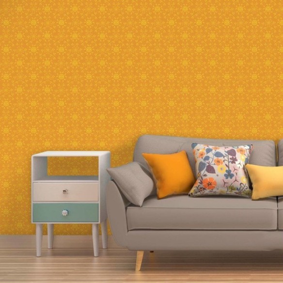 Papel de Parede Adesivo Vintage Amarelo 489