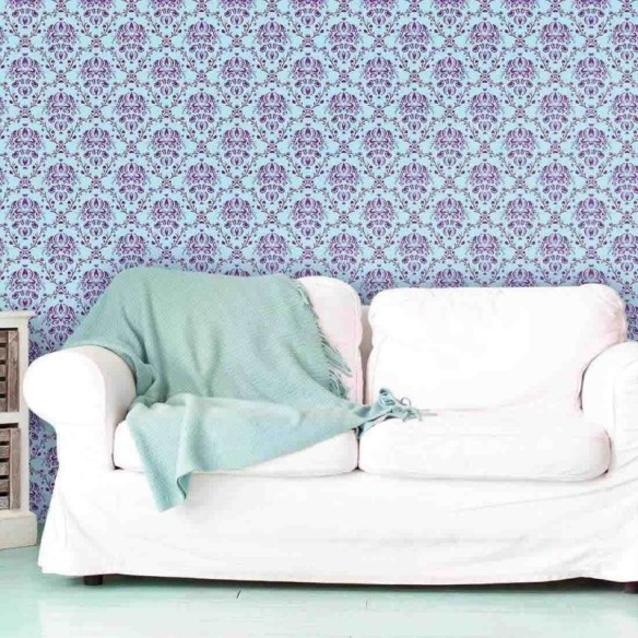 Papel de Parede Adesivo Vintage Azul e Roxo 9